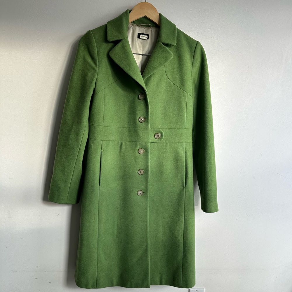 Vintage J. Crew Green 100% Wool Coat 2005 Women’s Size 4